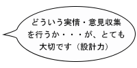 どういう実情・意見収集を行うか・・・がとても大切です（設計力）